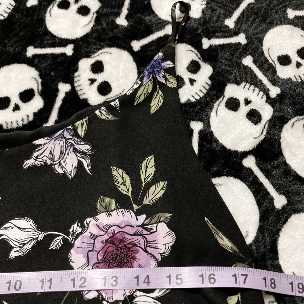 REITMANS Dark floral print spaghetti strap tank top ~ Boho XS SMALL black shirt - Picture 7 of 10